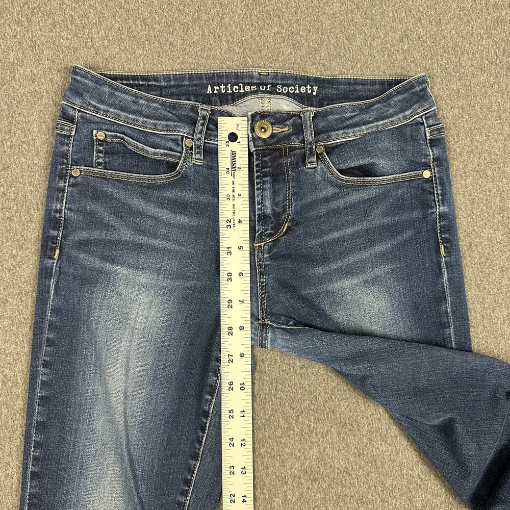 Articles of Society Carly Crop Skinny Jeans Womens 26 Blue Raw Hem Mid Rise - Picture 6 of 11
